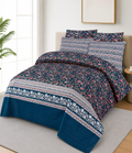 Blue flower 3pc cotton bedsheet