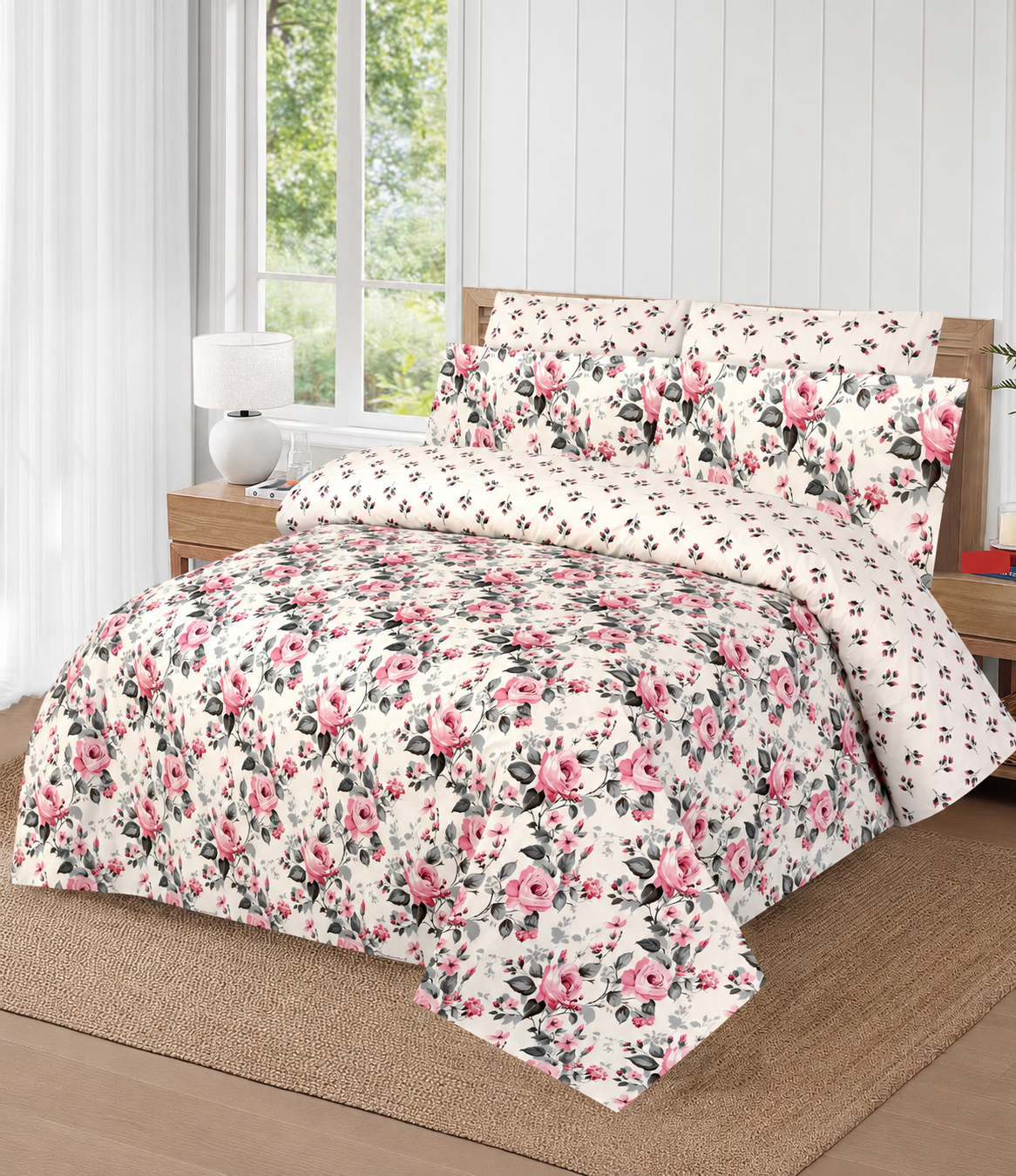 White flower cotton bedsheet